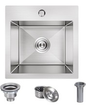Winnpex 15x15 Drop In Bar Sink 18 Gauge Stainless Steel Topmount Prep Wet Bar
