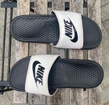 Nike Benassi JDI Slides Men's Size 9 White Logo Sandals 343880-100