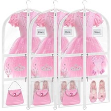 Garment Bags for Dance Costumes - 40 Inch Clear PVC with 5 3 Pack Clear White