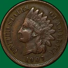 1907 Indian Head Cent Very Fine VF Coin #34220