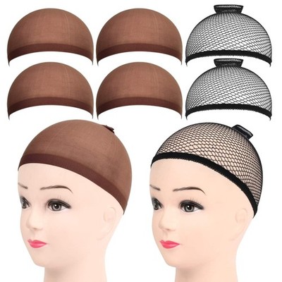 6-teiliges Haarnetz und Wig Caps Set, Nylon, Atmungsaktiv, Elastisch, 4 Dunke...