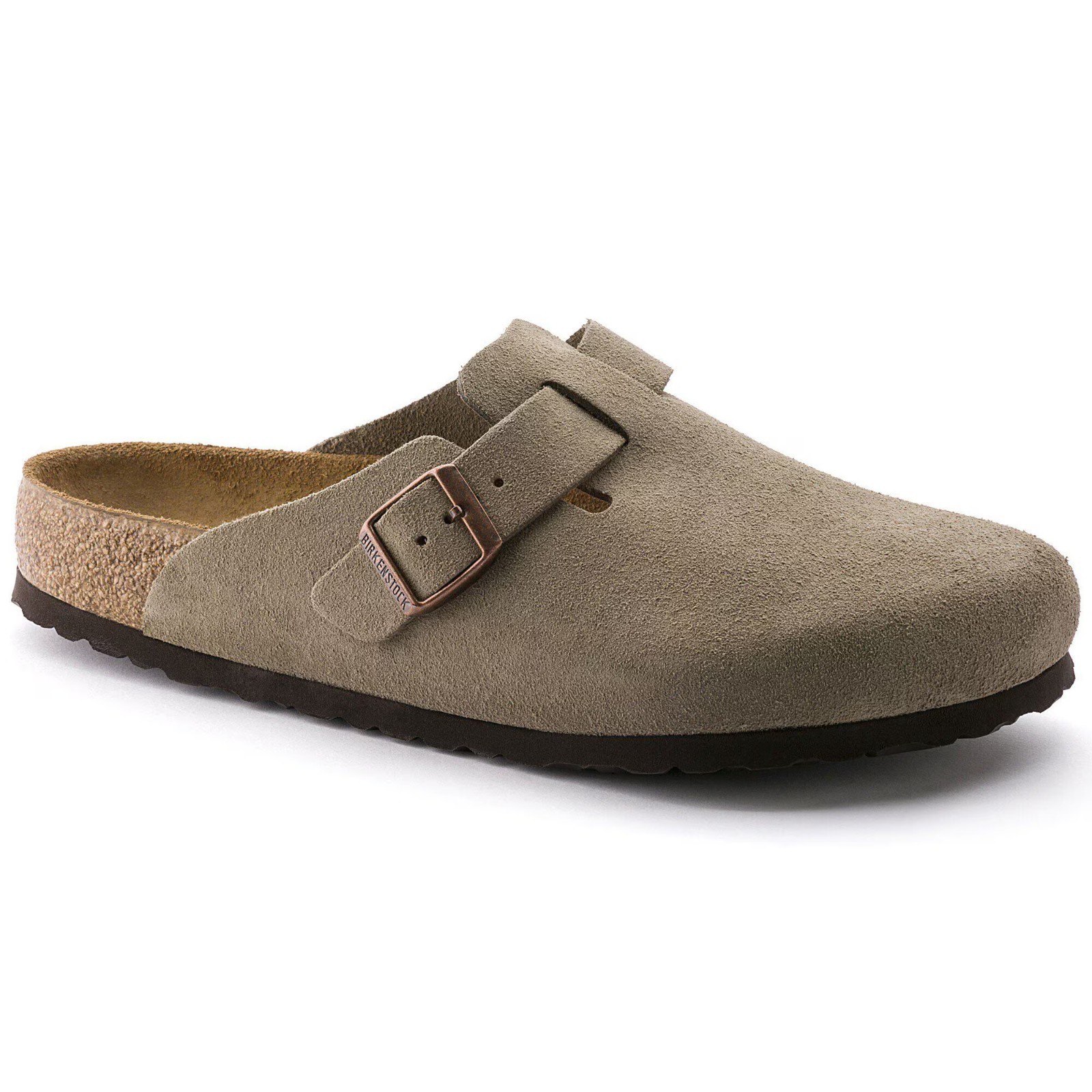 NWT Birkenstock Boston Soft Footbed Suede Leather Clog Taupe Mink Mocha Black 2