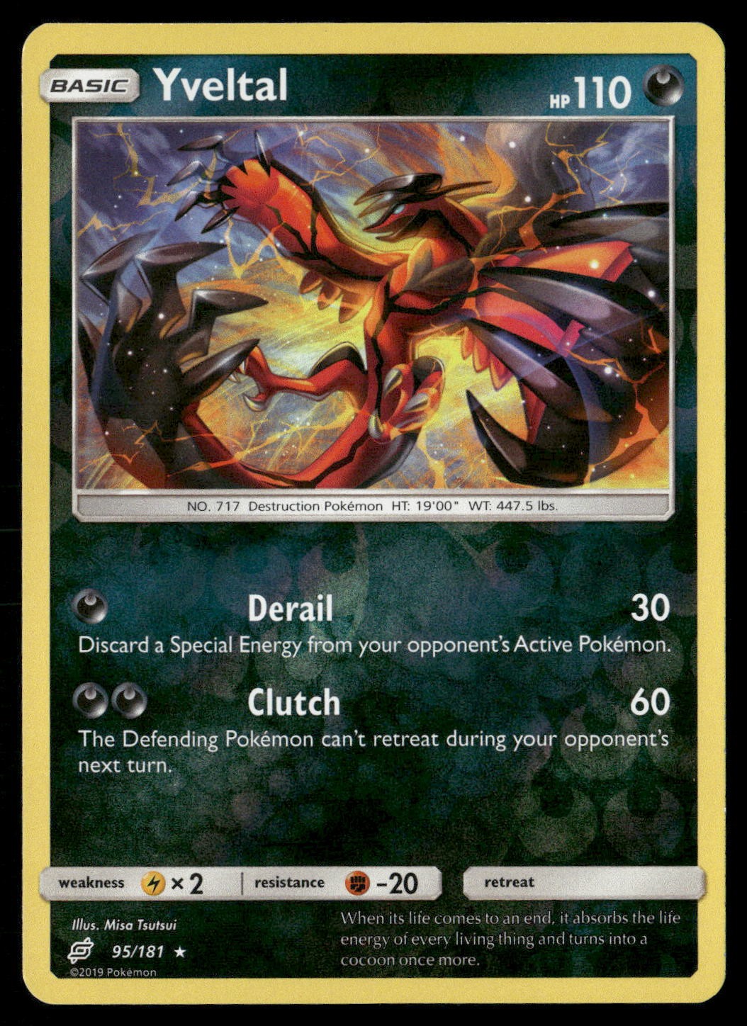 Yveltal 95/181 Holo Rare Team Up Pokemon Reverse Holo Lightly Played
