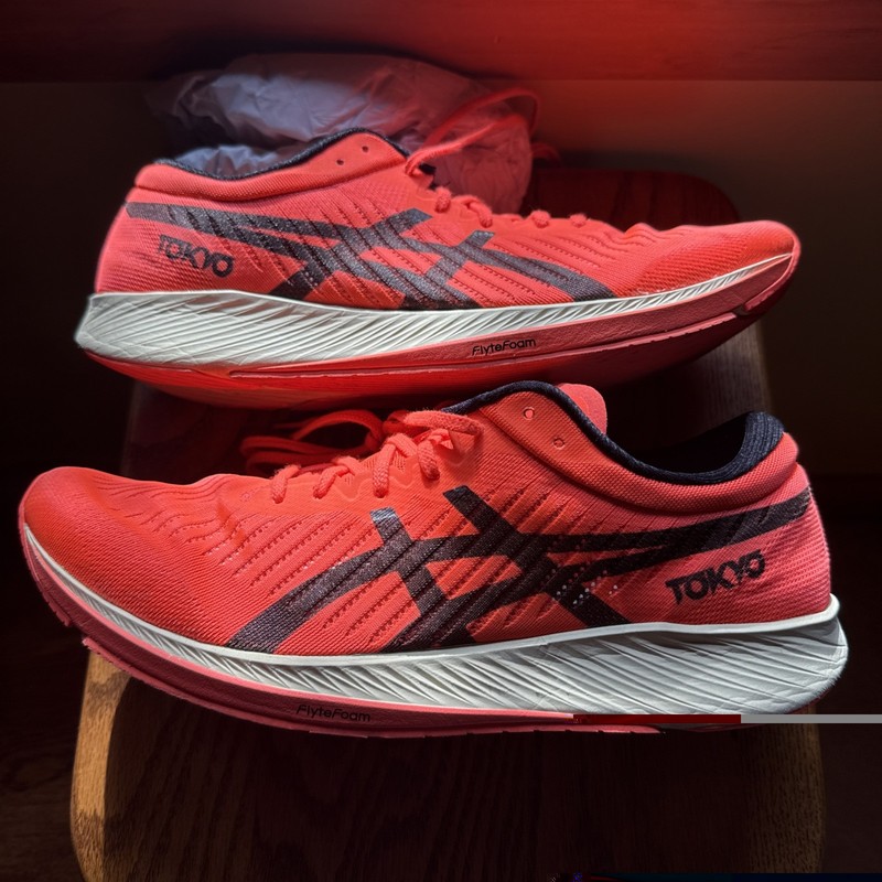 Asics MetaRacer Tokyo Shoes Red Black Running FlyteFoam Walking Mens Size 11.0