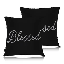 Throw Pillow Covers Blessed, Bible Verse Blessed Accent Cushion Covers Decora...