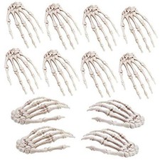 12 Pieces Halloween Skeleton Hands Plastic Fake Human Hands Realistic