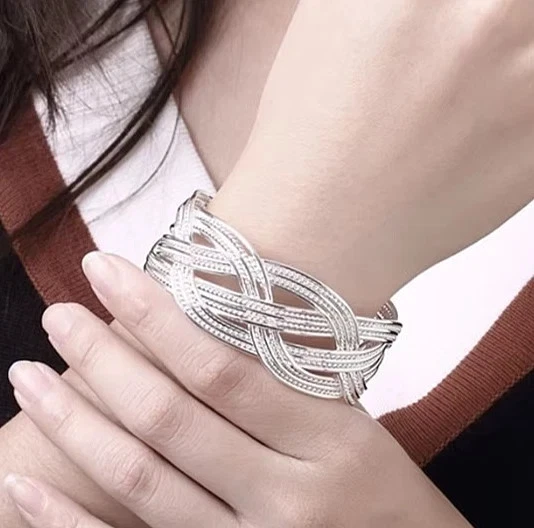 EDLES Armband 925 SILBER massiv Armkette BREITER ARMREIF Armzange Zirkonia Ring - Bild 3 von 3