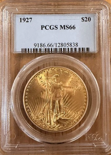 1927 $20 Saint-Gaudens Gold Double Eagle PCGS MS-66 BU *RICH ORANGE GOLD HUES*