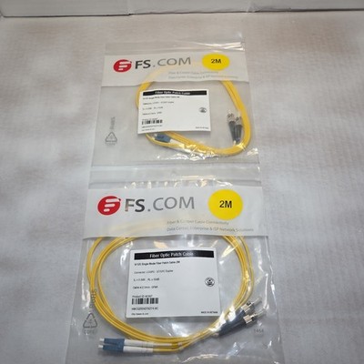 2-bags 9/125 Single Mode Fiber Optic Patch Cable Yellow 2M LC/UPC-ST/UPC Duplex