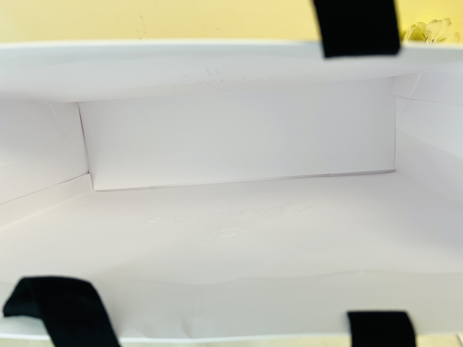 Authentic BALMAIN  Logo Embossed White Glossy  Paper Shopping/Gift Bag, Size M