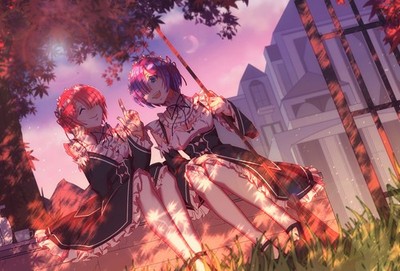 Anime girls rezero kara hajimeru isekai seikatsu ram rem Play Gaming Mat Desk