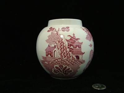 MASON'S RED / PINK   TEA CADDY BASE  TWINING LONDON 4 3/4'