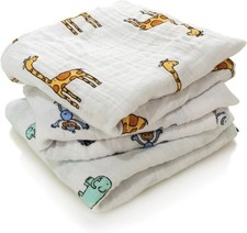 100% Cotton Muslin Musy Squares, Multi-use Baby Cloths for Girls &