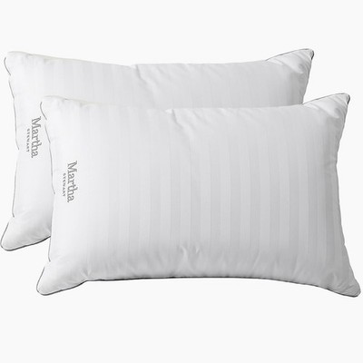Medium Soft Feather Down 100% Cotton 500 Thread Count Damask Stripe Embroider...