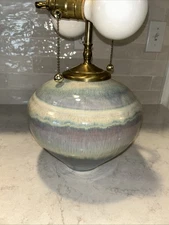 Vintage Bill Campbell USA Art Pottery Ceramic Table Lamp Flambe Drip Glaze