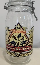 Vintage Arizona Pistachio Co Glass Jar Clamp Lid Southwest Desert Decor