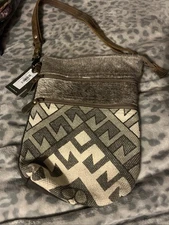 Myra Cloudy Canvas small purse crossbody Bag  cow hair