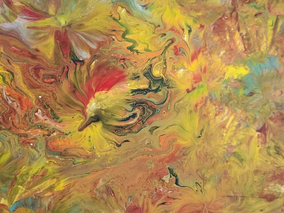 Pájaro oculto abstracto, pintura 20x16 pulgadas Foto 2 de 2