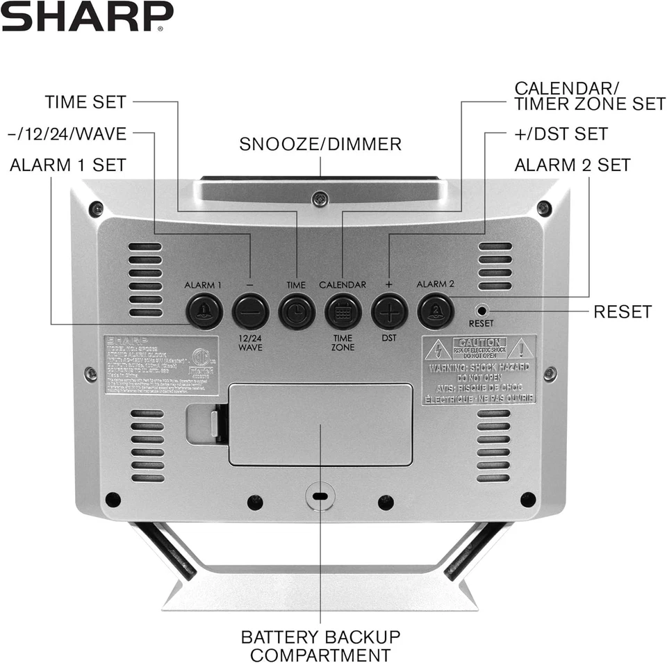 Sharp Dual Alarm Clock with Color Display and Atomic Time Accuracy - Image 4 of 4