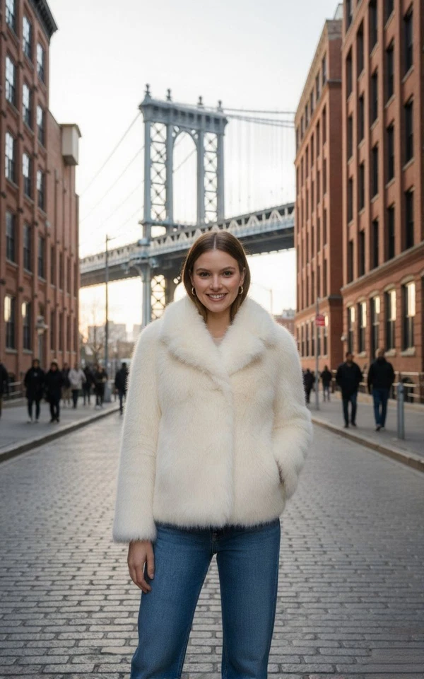 NEW Scoop Women's "Mob Wife Aesthetic" Faux Fur Jacket White Oversized XL - Image 4 of 4