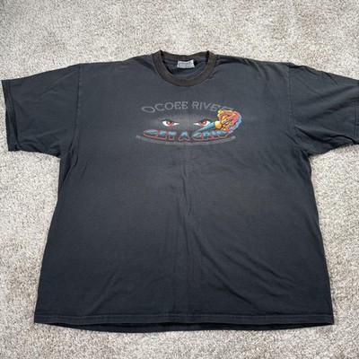 Vintage Lee Shirt Mens 2XL Black Ocoee River Get A Grip Graphic Tee 90s