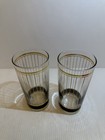 Pair MCM Culver Devon Black 12 Ounce Highball Glasses Barware Gold Black Stripe — photo 2