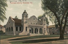 Riverside, California CA Caregie Library Antique Original Vintage Postcard