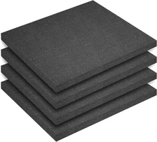 Polyurethane Foam Inserts, 4 PCS 16 X 12 X 0.5 Inch Black Cuttable Packing Foam 