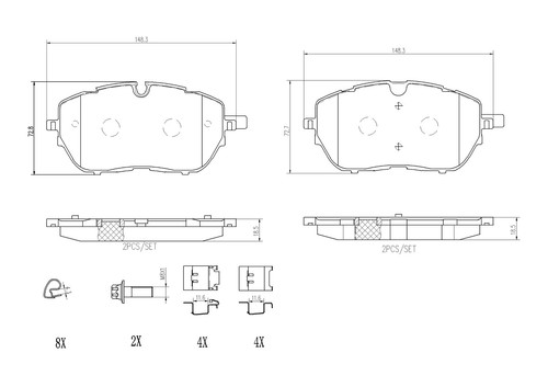 BRAKE PAD SET DISC BRAKE P 61 128 FOR PEUGEOT 308/II/SW/Hatchback/Van/III 508 - Picture 2 of 9