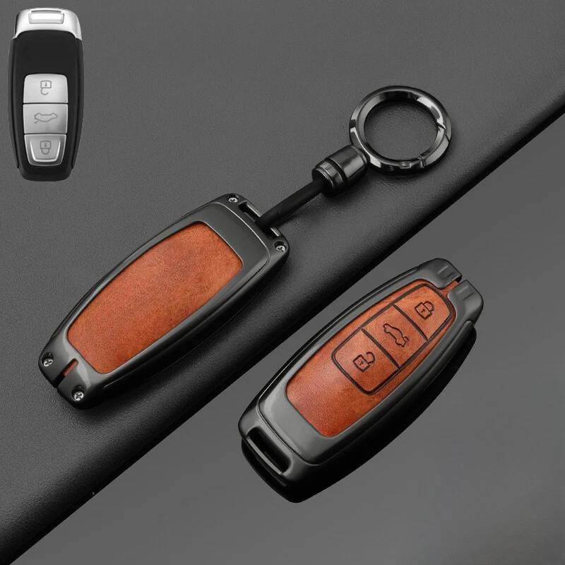 Alloy Leather Car Key Case Cover For Audi S7 A3 A6 A7 A8 S8 Q8 E-Tron S3 S6 RS6 - Image 4 of 4