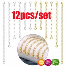 12Pcs Silver Gold Stainless Jewelry Steel Necklace Bracelet Extender Chain Set