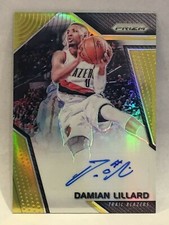 DAMIAN LILLARD 2017-18 PRIZM GOLD  AUTO 5/10 SUPER CLEAN CARD.