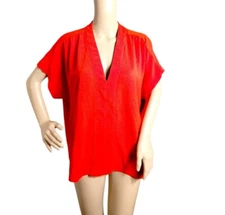 A New Day Blouse Women's Large Red Top Minimalist Basic Simple Classiccore