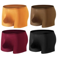 Men Solid Color Seamless Underwear Ice Silk Breathable Boxers Shorts Intimates