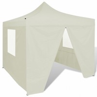 Cream Outdoor Foldable Tent 10'x10' Shade Cover 4-wall Shelter Garden Patio Cream Outdoor Foldable Tent 10'x10' Shade Cover 4-wall Shelter Garden Patio