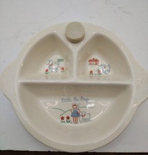 Vtg Excello Little Bo Peep Divided Baby Warming Dish / stopper 1940s, Nostalgic.