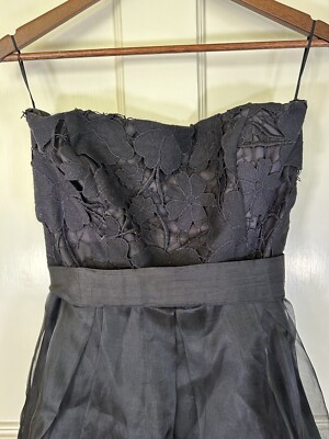Eva Franco Women's Black Strapless Mini Dress Embroidered Lace Size 10 |  eBay
