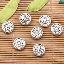 20pcs tibetan silver tone 2sided round pattern Spacer beads h0727