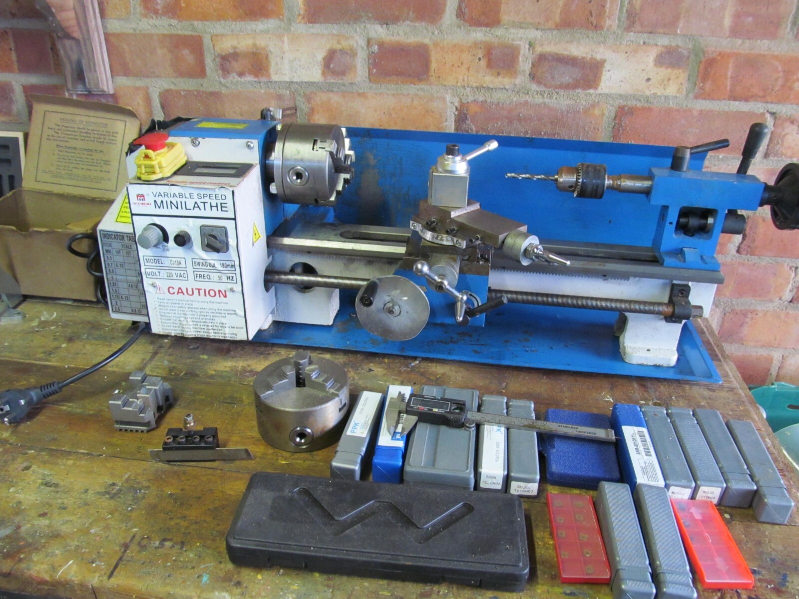 MINGXI CJ18A VARIABLE SPEED MINI LATHE AND TOOLS ETC eBay