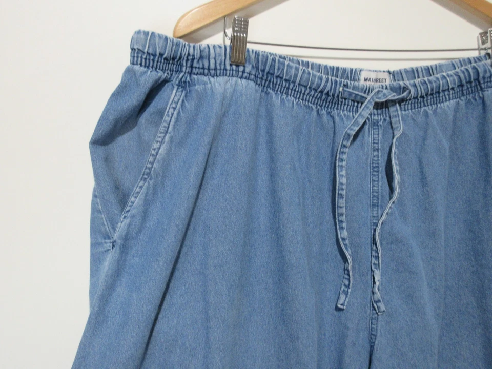 Sz 28W Mainstreet Blues PULL ON Jean Capri Elastic Waist Drawstring Pant Casual - Image 3 of 4