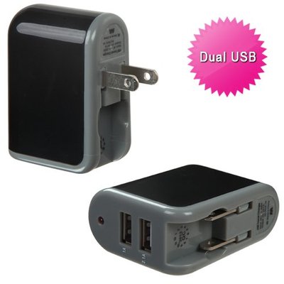 2.1Amp Strong Dual USB Wall Home Travel Charger Accessory Black for Cell Phones