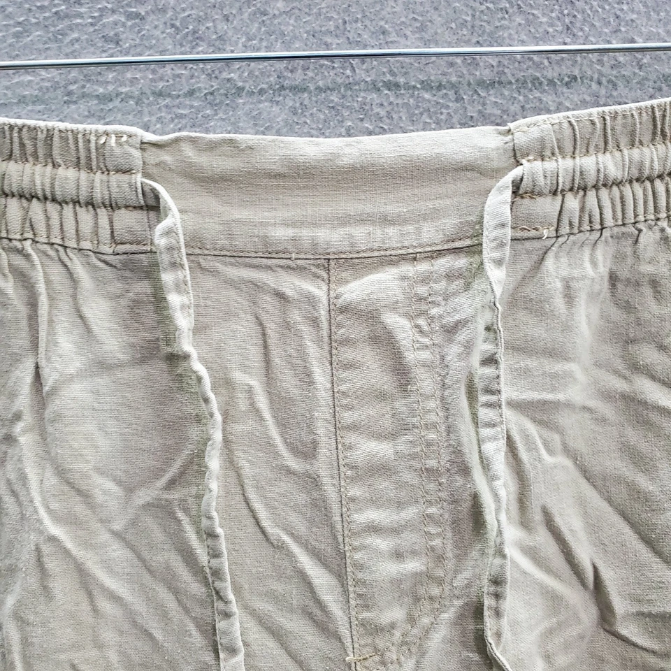 Pantalones de mujer Basic Editions 1x beige mezcla de lino cordón de verano Y2K capri crop Foto 2 de 4