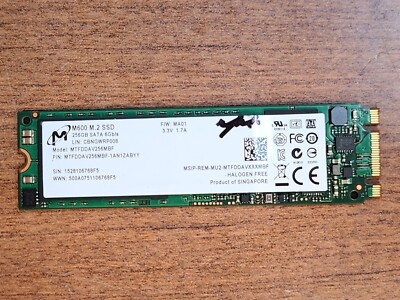 WINDOWS 10 MICRON M600 MTFDDAV256MBF 256GB M.2 SSD MTFDDAV256MBF