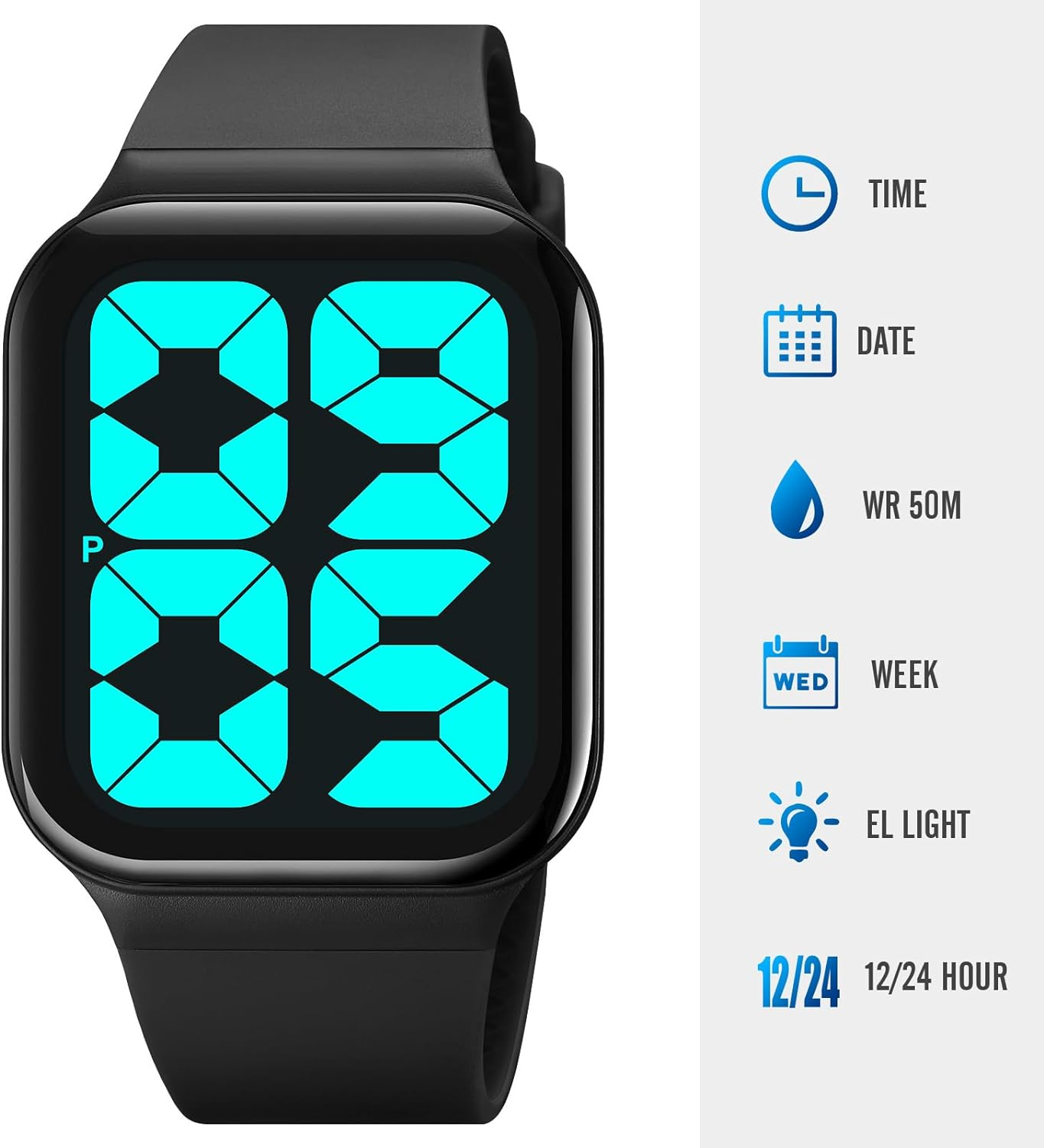 Extra Large Numbers Watch for Men, Waterproof Mens Digital Watch Womens