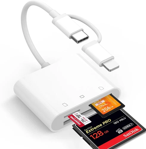 SD Card Reader for Iphone Ipad Mac Dual Connector (Lightning & USB C), Digital 