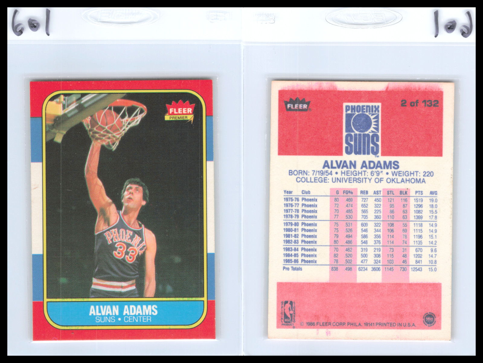 1986 Fleer Basketball #2 Alvan Adams Phoenix Suns   EXMT     601