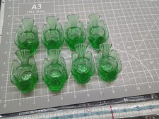 Degenhart Glass Salt Dip Cellar Green Translucent Lot Of 8