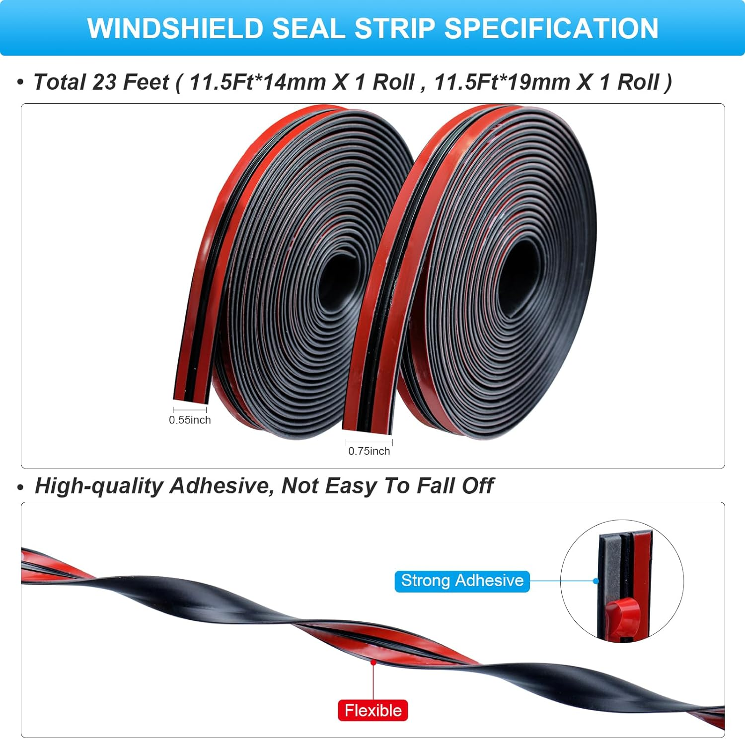 23Ft Car Sunroof Seal Car Windshield Seal Strip Universal Windshield