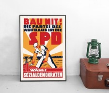 Poster SPD "Bau mit! Die Partei des Aufbaus" Sozialdemokratie 1946 Plakat Wahlen
