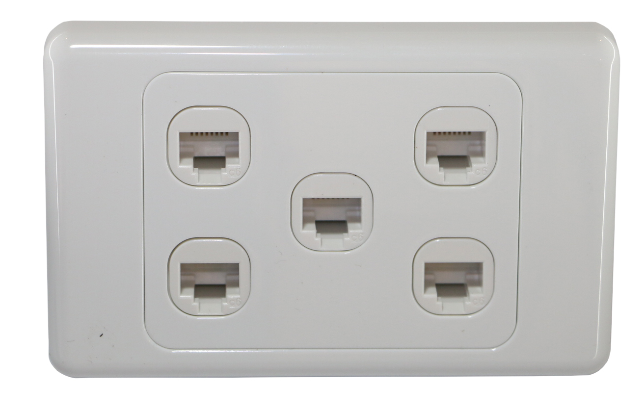 5 Gang Wall Plate Wallplate Clipsal Style 1 RJ45 Cat 6 Data Network LAN